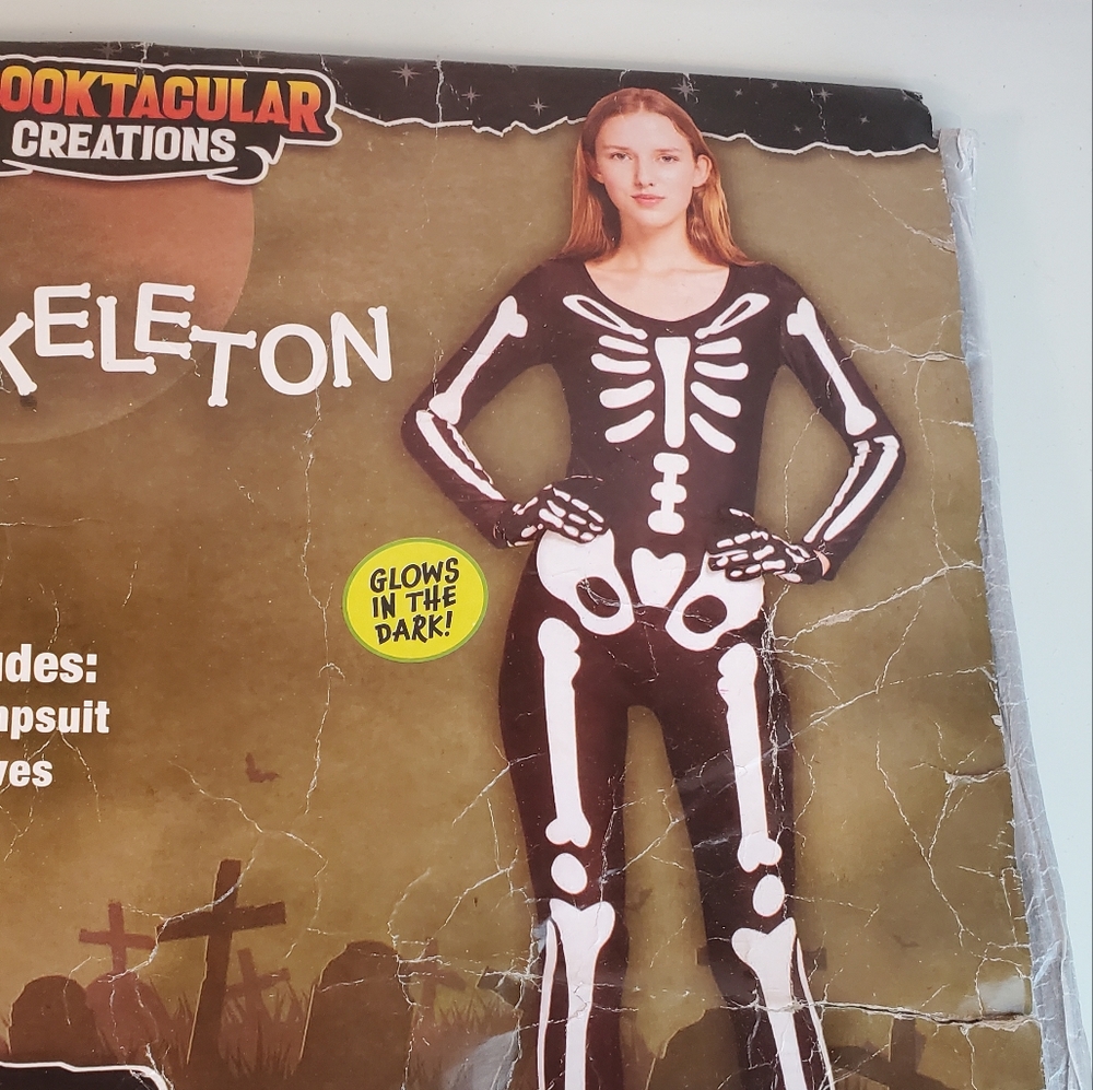 Skeleton glow in the dark costume jumpsuit
